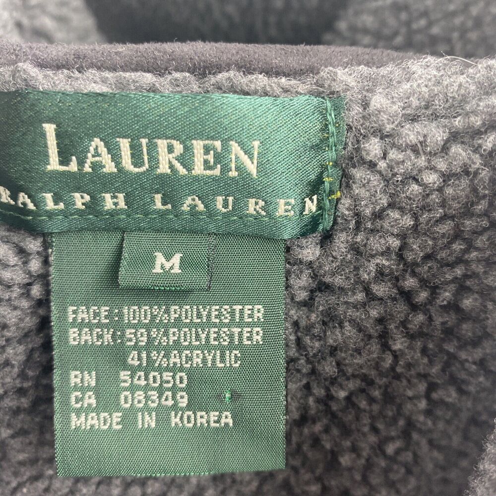 Ralph Lauren Black/Gray Hooded Fleece Full Zip Vest Size Medium. - Picture 3 of 6